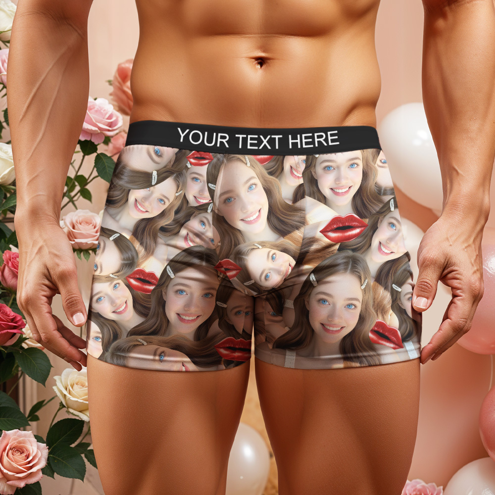 Personalized Men's Boxer Shorts Personalized Sexy Red Lips Underwear Gift for Boyfriend Valentines Gift for Husband - MyFaceBoxerAU