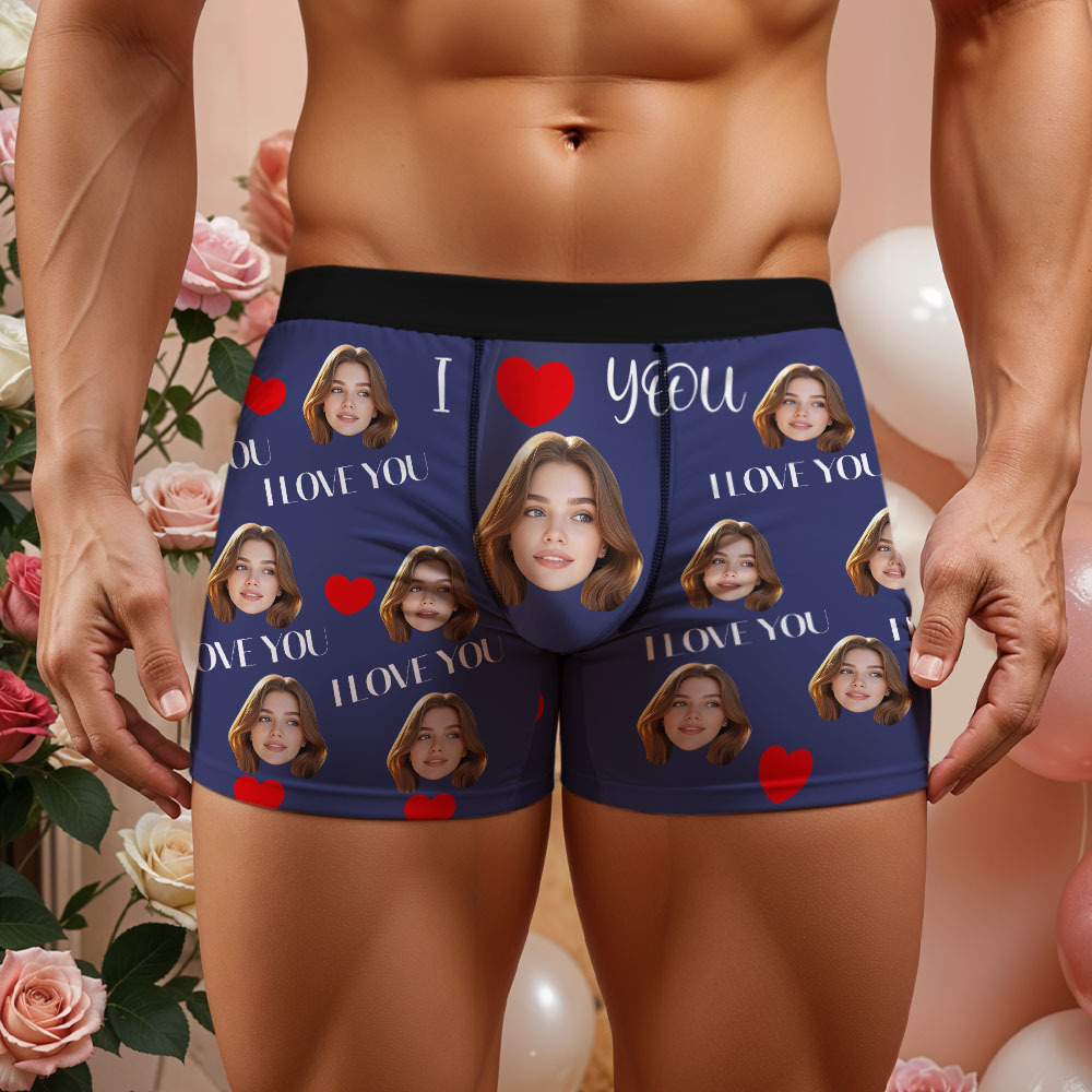 Custom Face Men's Boxer love and lip Property Of Dear Underwear Gifts For Husband Boyfriend Valentine's Day Gift - MyfaceboxerAU