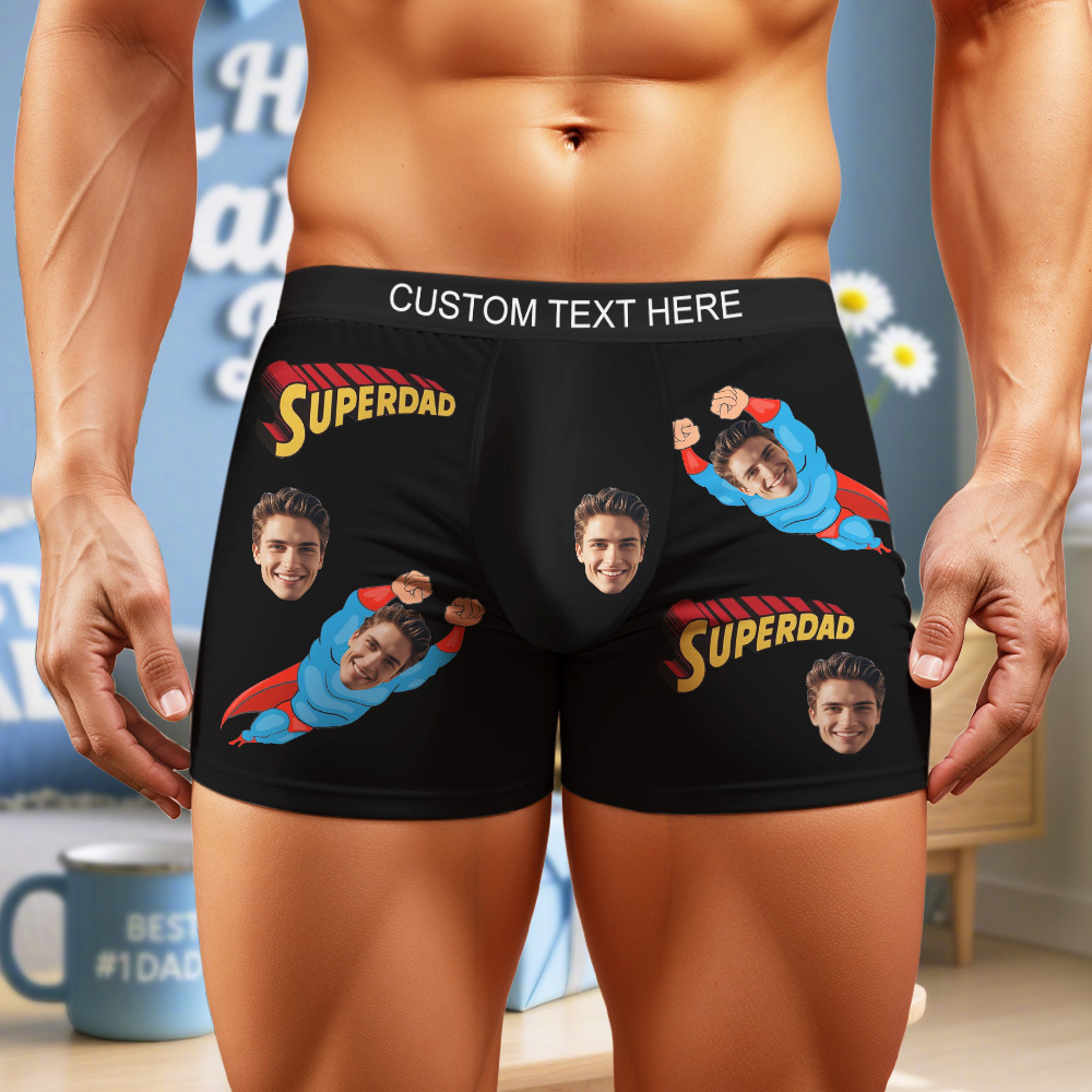 Super Dad Boxer Briefs | Fathers Day Trunks UnderPants Customised | Birthday Christmas Personalised | Customised Lucky Pants Superhero
