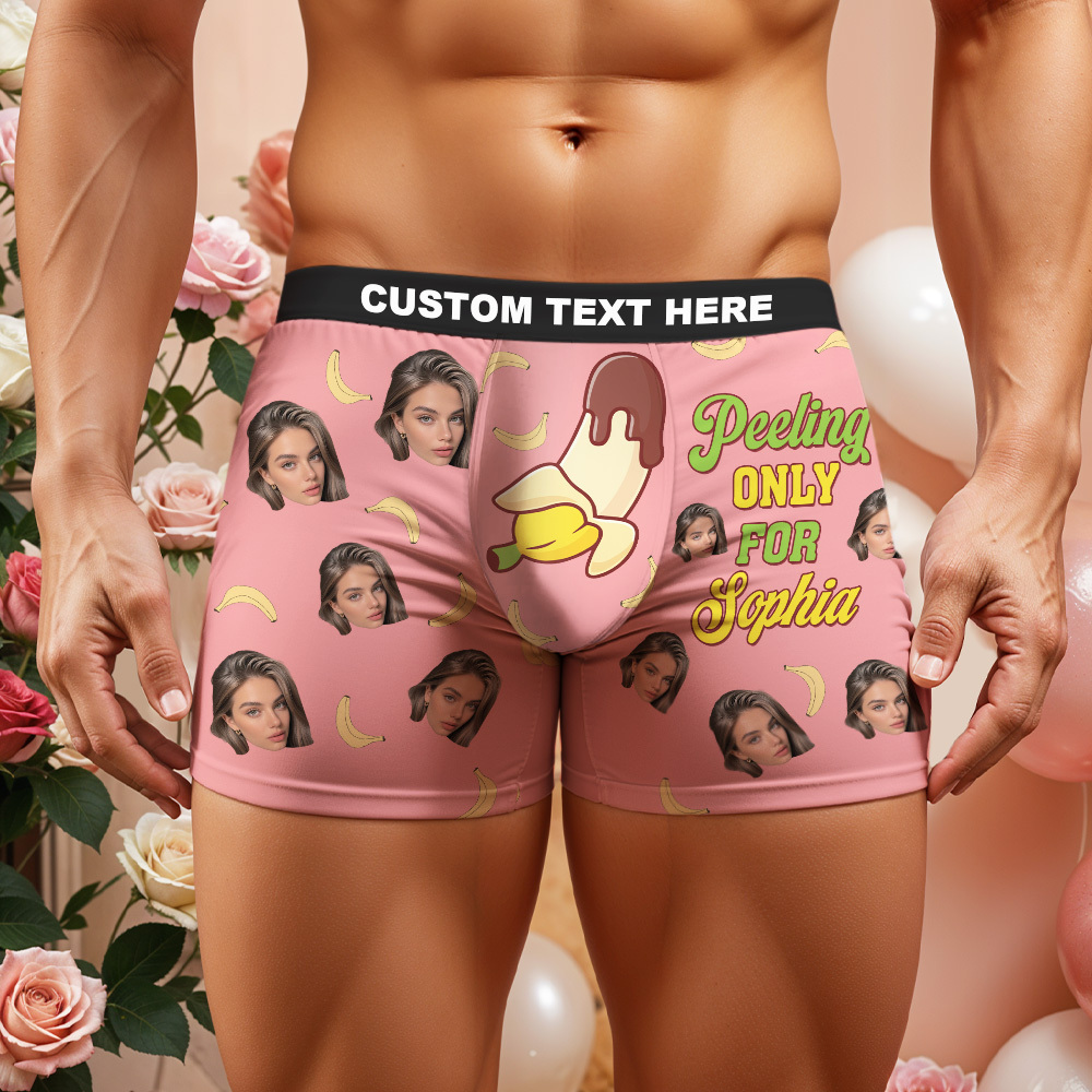 Custom Photo Funny Gifts For Him Men's Boxers Peeling Only For Her - MyfaceboxerAU