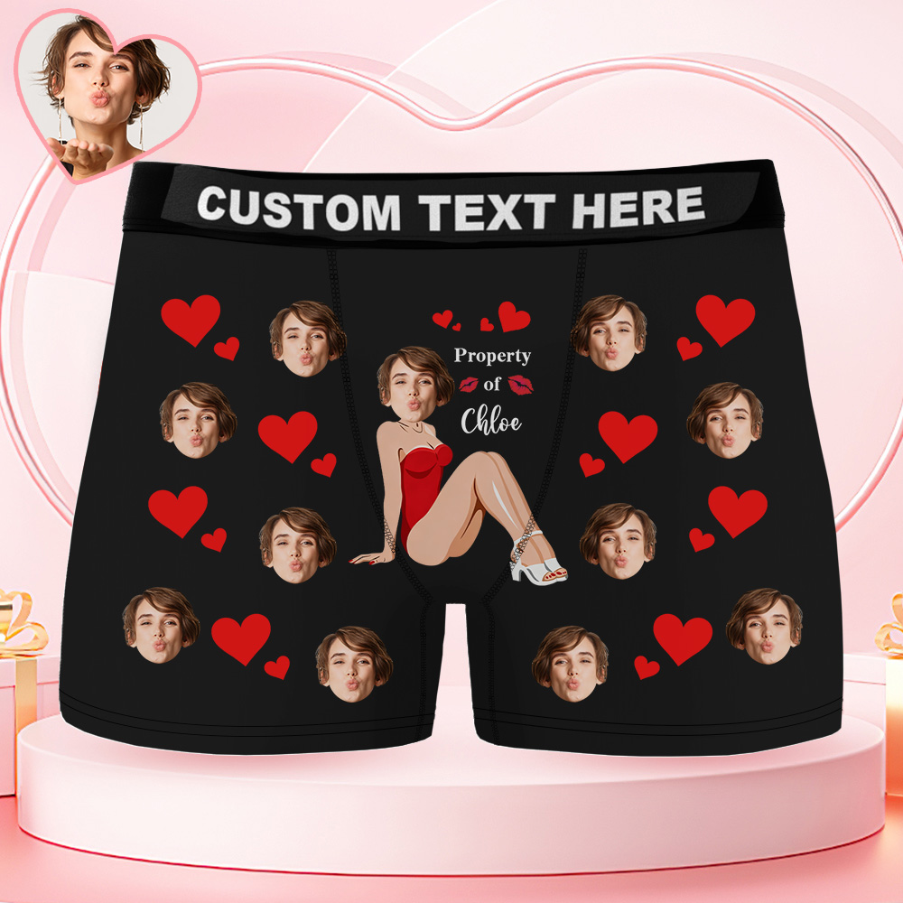Personalized Gifts for Him Custom Face Photo Boxer Briefs Men's Boxers Underwear Property of Her - MyfaceboxerAU