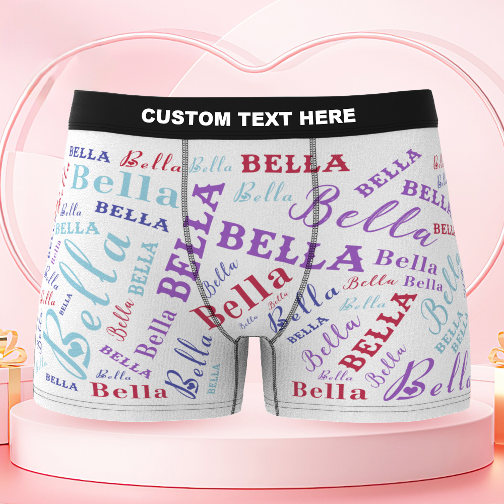 Personalized Gifts for Him Custom Name Pattern Boxer Briefs Men's Boxers Underwear