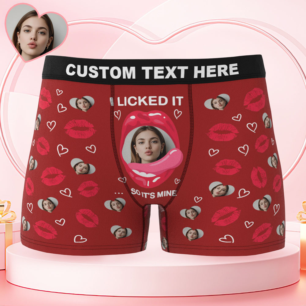 Custom Photo Funny Girlfriend Wife Face Licked It - Personalized Men's Boxer Briefs - MyfaceboxerAU