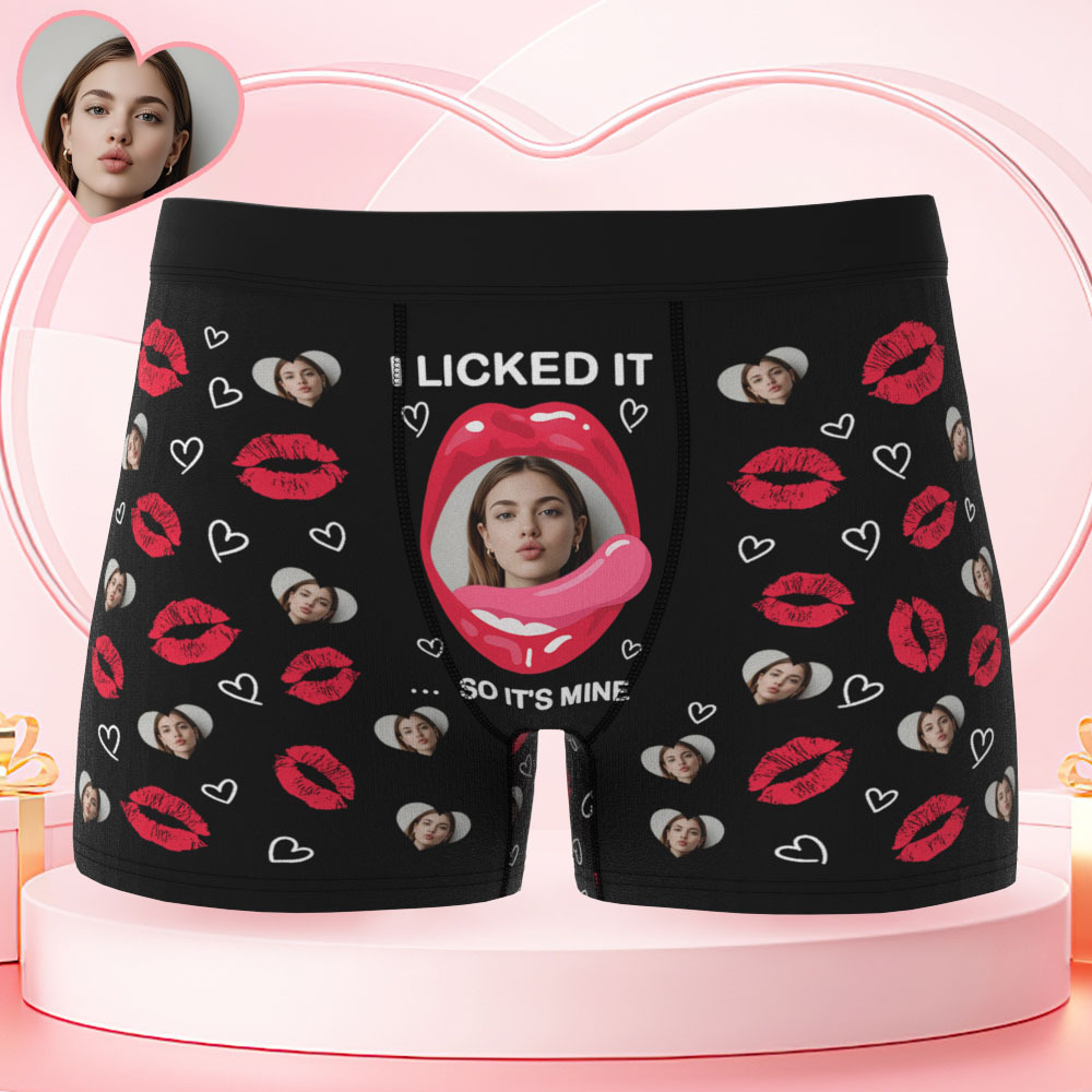 Custom Photo Funny Girlfriend Wife Face Licked It - Personalized Men's Boxer Briefs - MyfaceboxerAU