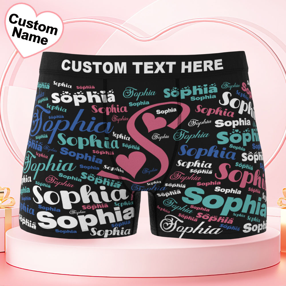 Custom Name Men's Underwear Multicolor Word Personalized Men's Boxer Briefs - MyfaceboxerAU