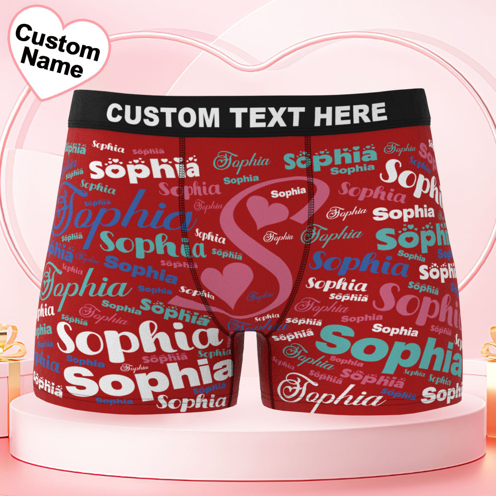Custom Name Men's Underwear Multicolor Word Personalized Men's Boxer Briefs - MyfaceboxerAU