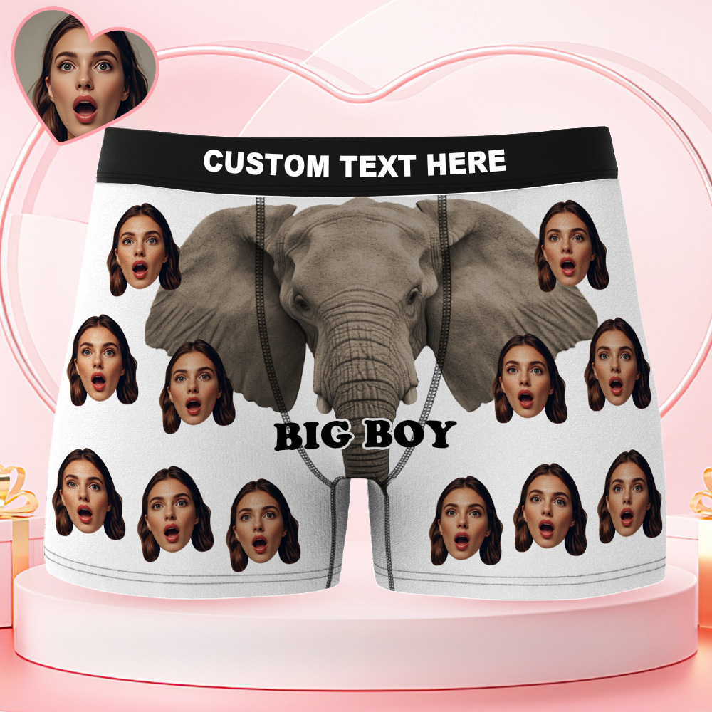 Custom Face Men's Underwear Big Boy Personalized Photo Men's Boxer Briefs Valentine's Gifts - MyfaceboxerAU
