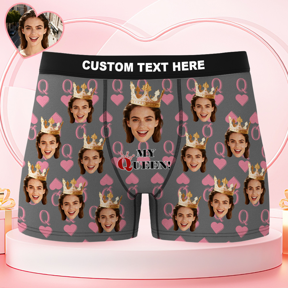 Custom Face Men's Underwear My Queen Personalized Photo Men's Boxer Briefs Valentine's Gifts - MyfaceboxerAU