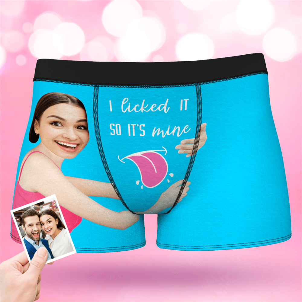 Valentine's Day Men's Custom Face On Boxer Shorts I licked ITSO IT'S mine - MyFaceBoxerAU