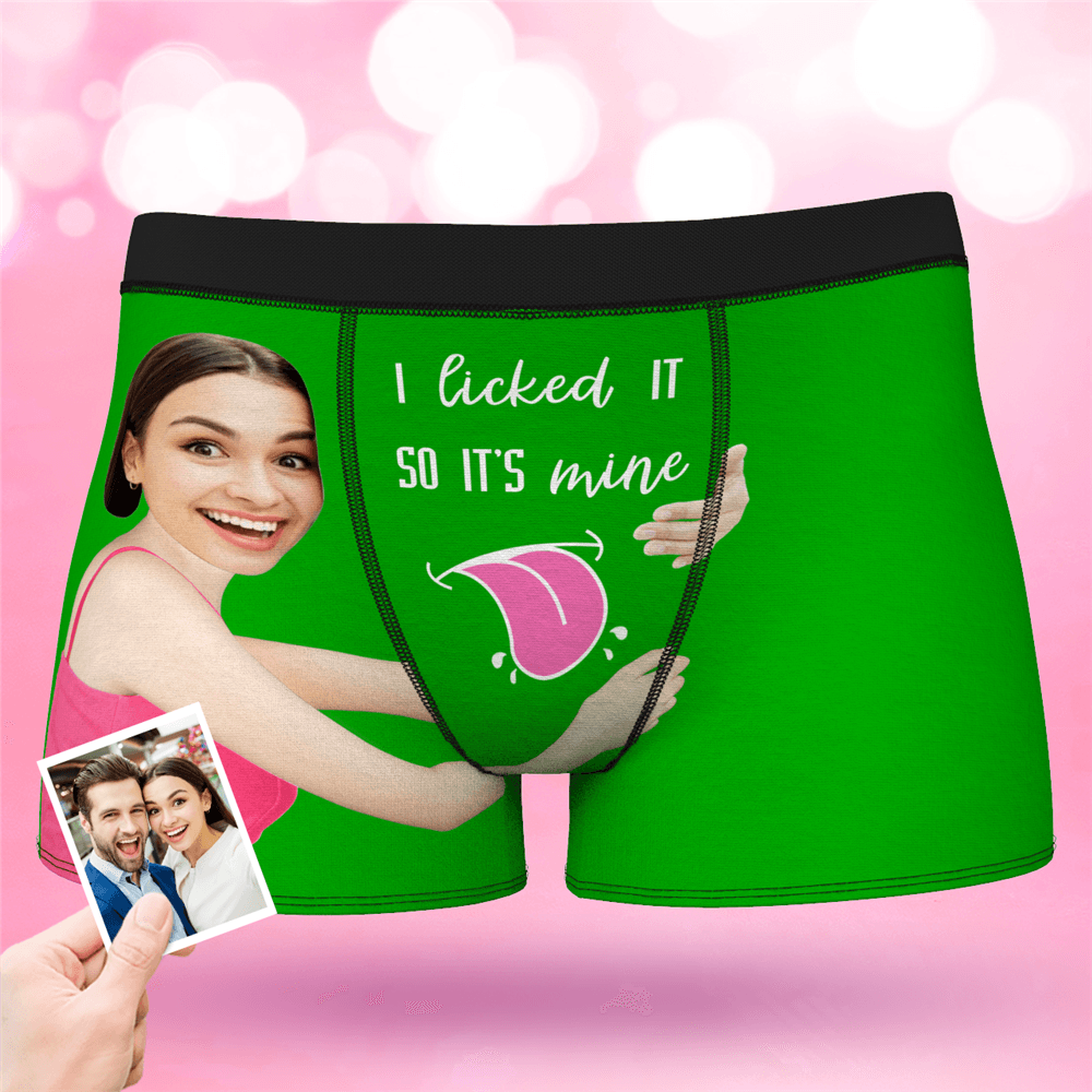 Valentine's Day Men's Custom Face On Boxer Shorts I licked ITSO IT'S mine - MyFaceBoxerAU
