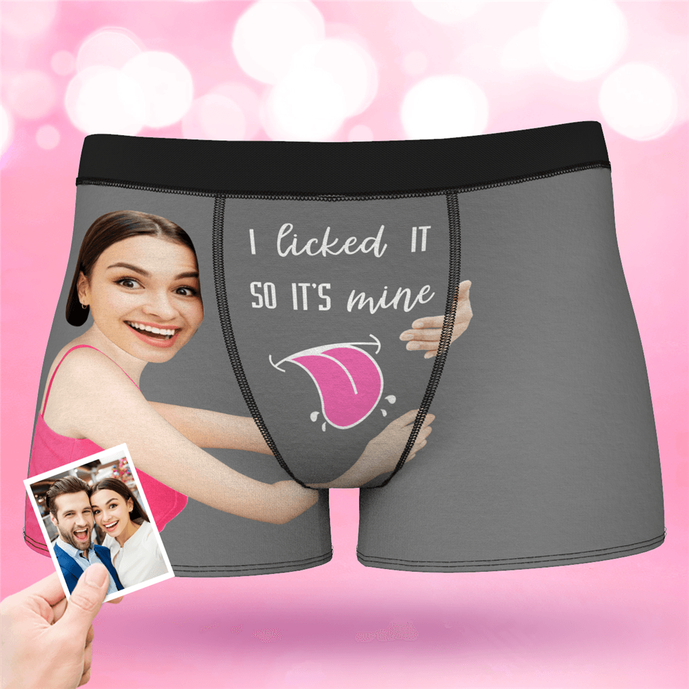 Valentine's Day Men's Custom Face On Boxer Shorts I licked ITSO IT'S mine - MyFaceBoxerAU
