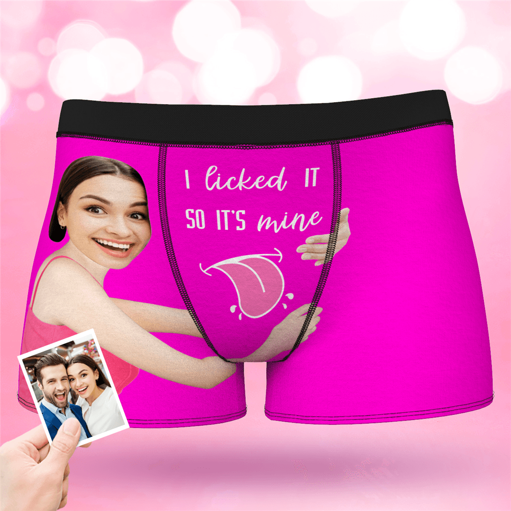Valentine's Day Men's Custom Face On Boxer Shorts I licked ITSO IT'S mine - MyFaceBoxerAU