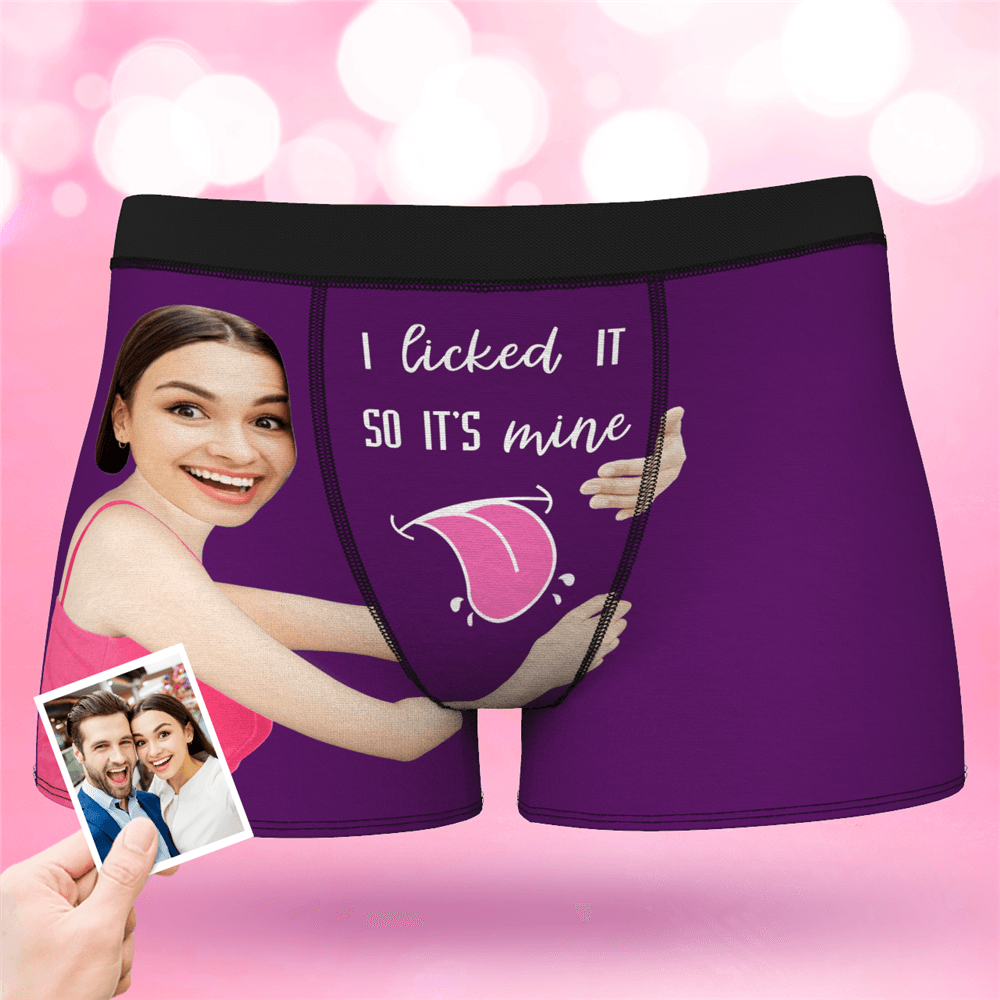 Valentine's Day Men's Custom Face On Boxer Shorts I licked ITSO IT'S mine - MyFaceBoxerAU