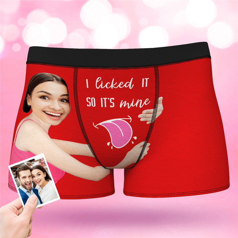 Valentine's Day Men's Custom Face On Boxer Shorts I licked ITSO IT'S mine - MyFaceBoxerAU
