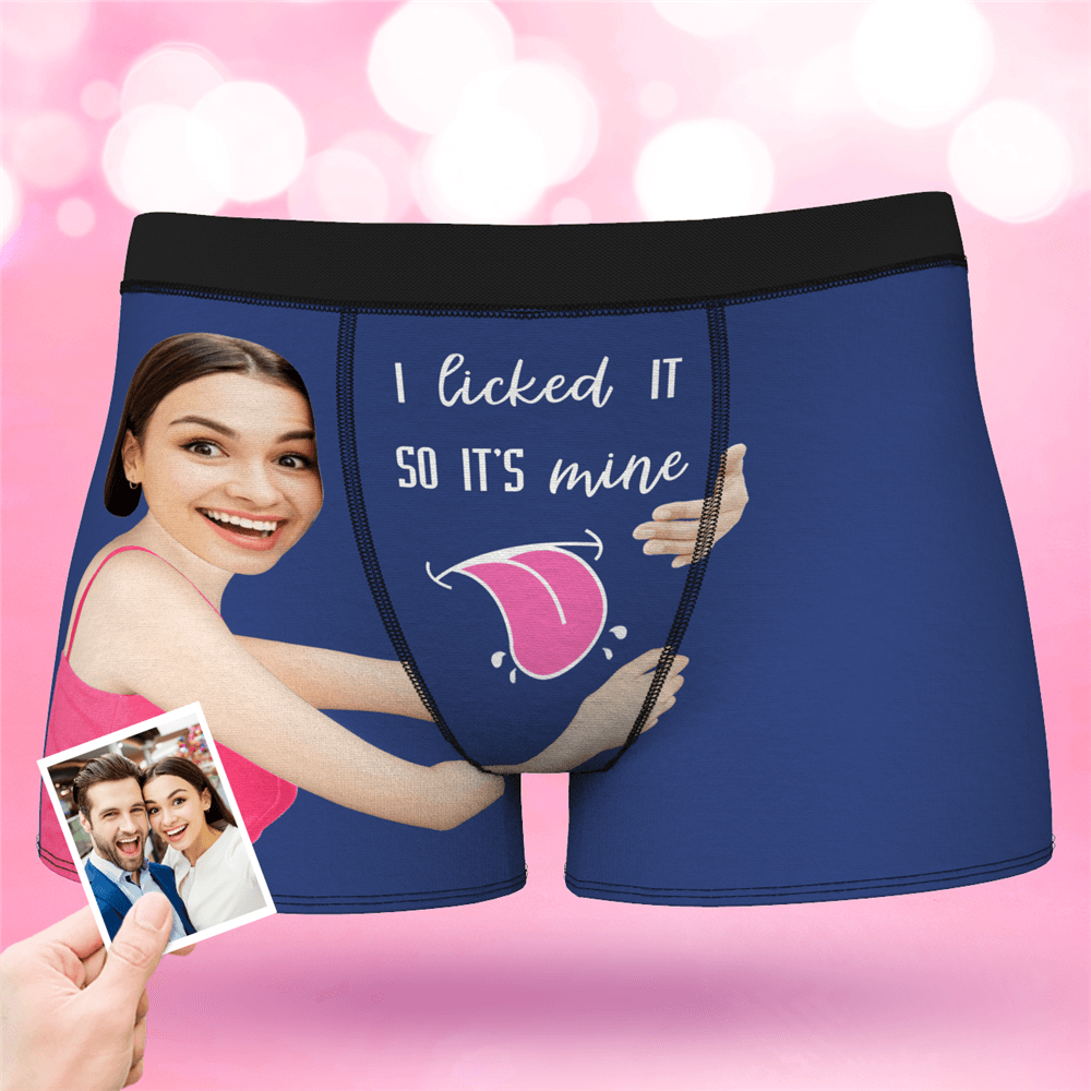 Valentine's Day Men's Custom Face On Boxer Shorts I licked ITSO IT'S mine - MyFaceBoxerAU