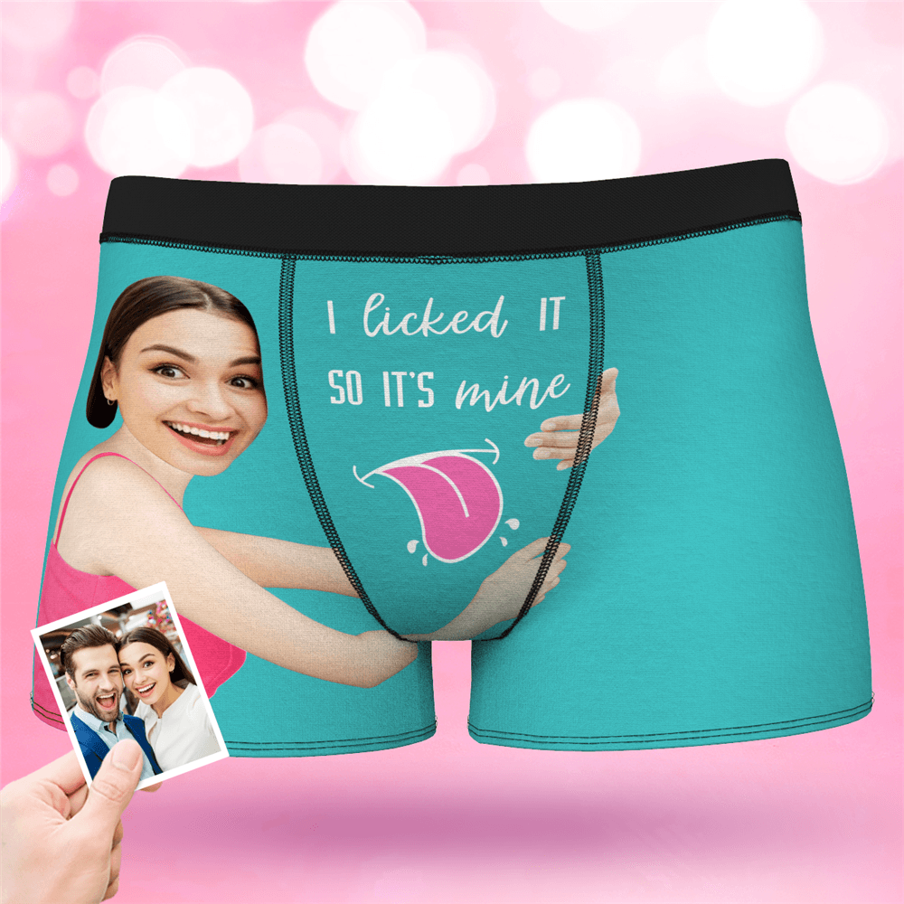 Valentine's Day Men's Custom Face On Boxer Shorts I licked ITSO IT'S mine - MyFaceBoxerAU