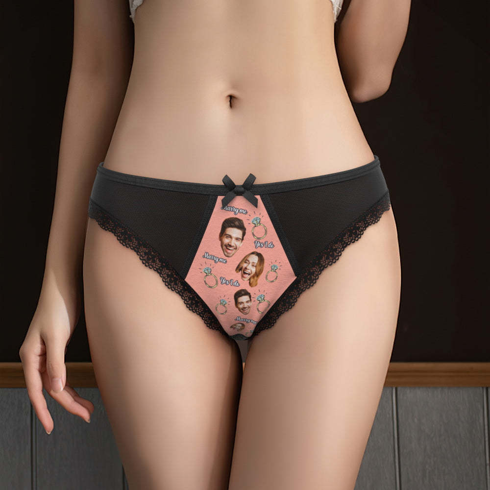 Custom Face Underwear Personalized Couple Face Lace Thong Wedding Gift - MyFaceBoxerAU