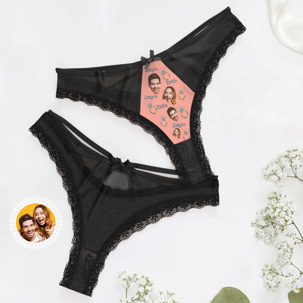 Custom Face Underwear Personalized Couple Face Lace Thong Wedding Gift - MyFaceBoxerAU