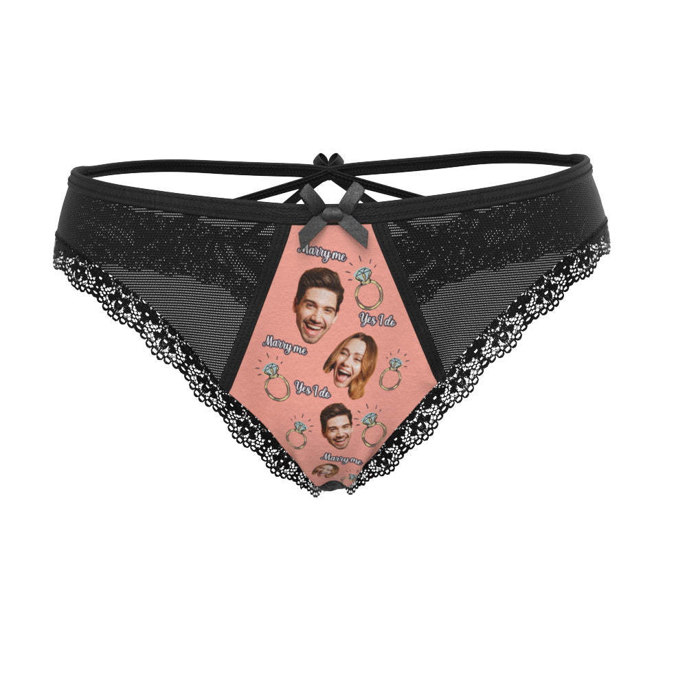 Custom Face Underwear Personalized Couple Face Lace Thong Wedding Gift - MyFaceBoxerAU