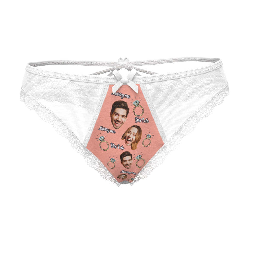 Custom Face Underwear Personalized Couple Face Lace Thong Wedding Gift - MyFaceBoxerAU