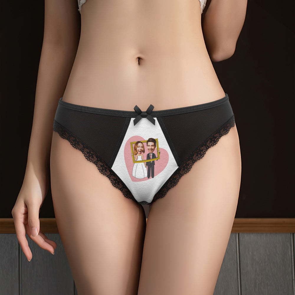 Custom Face Lace Thong Wedding Pattern Underwear Wedding Gift - MyFaceBoxerAU