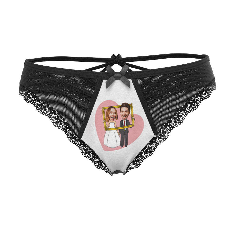 Custom Face Lace Thong Wedding Pattern Underwear Wedding Gift - MyFaceBoxerAU