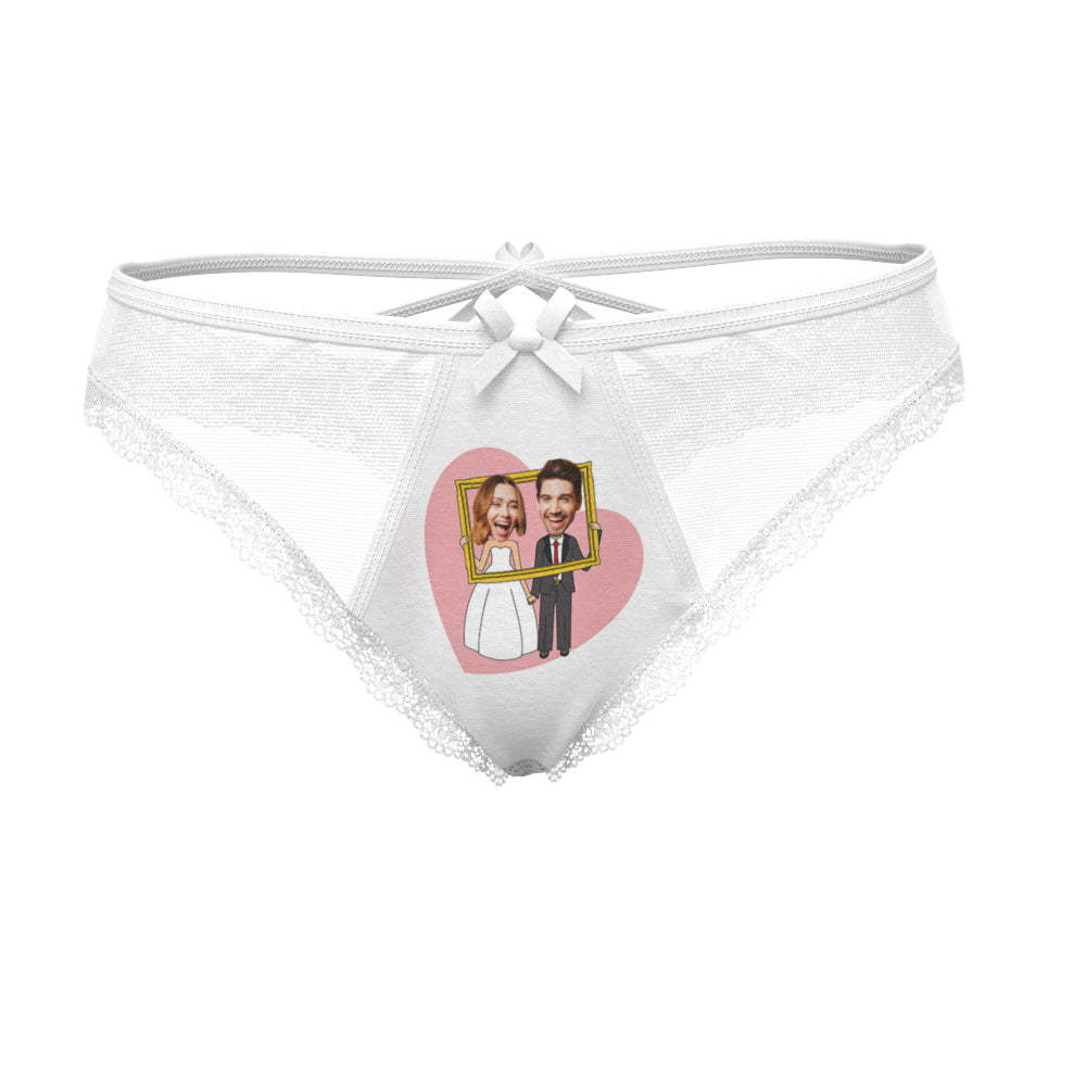 Custom Face Lace Thong Wedding Pattern Underwear Wedding Gift - MyFaceBoxerAU