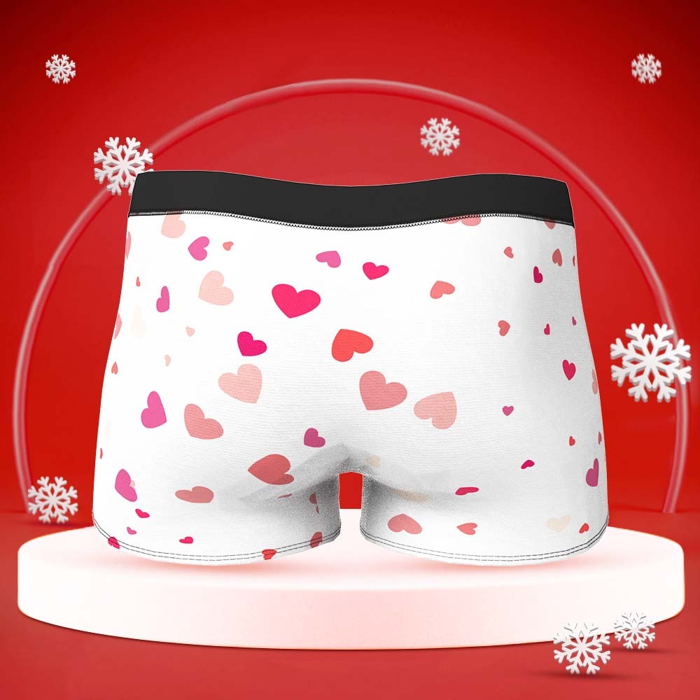 Custom Face Boxer with Couple's Picture Personalised Love Telepathy Symbol Men's Shorts Christmas Gift - MyFaceBoxerAU