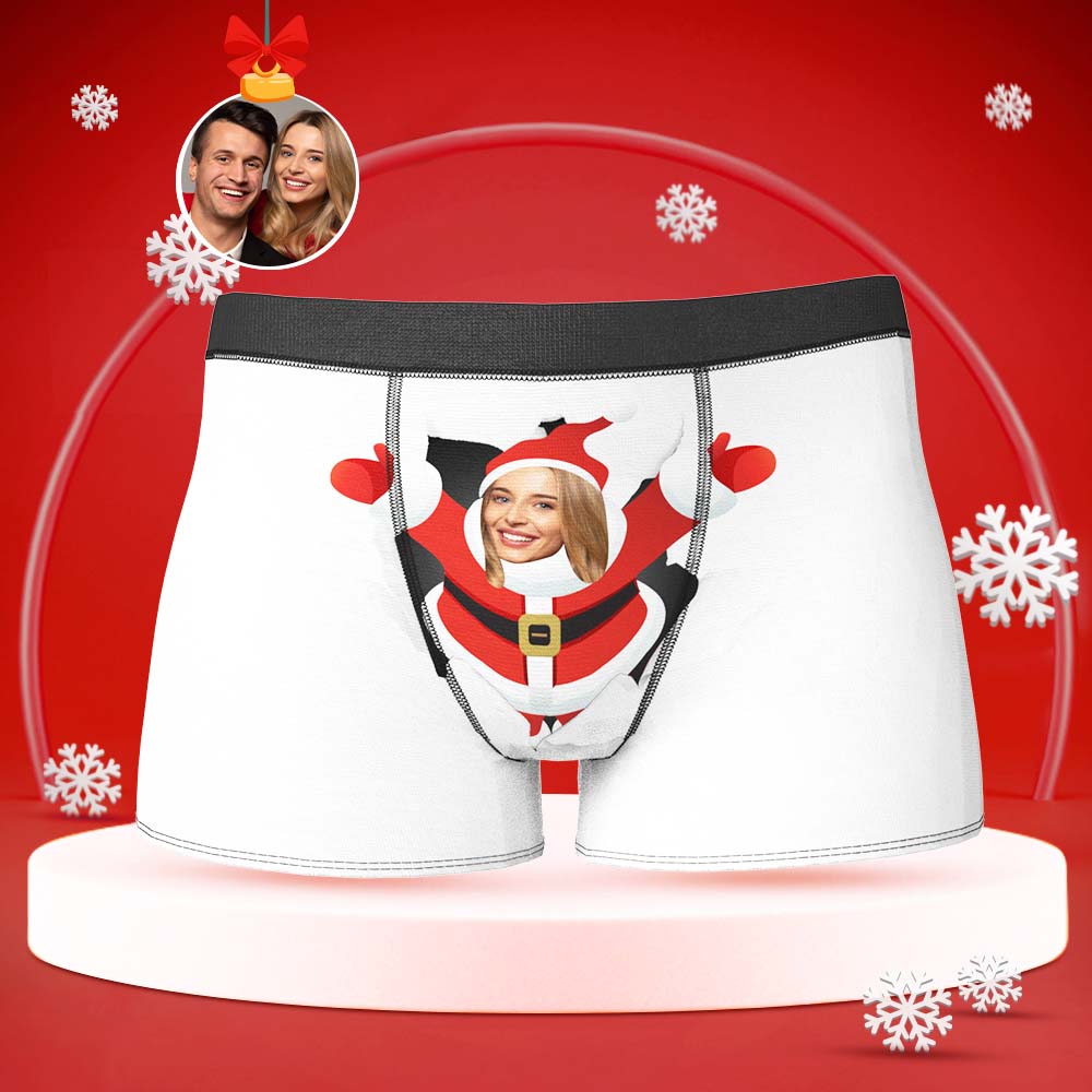 Men's Custom Face Boxer With Girlfriend Photo Open Arms Christmas Gift - MyFaceBoxerAU