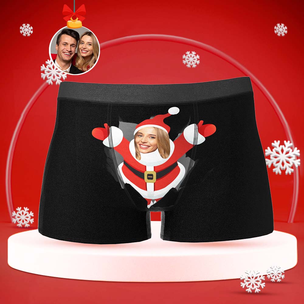Men's Custom Face Boxer With Girlfriend Photo Open Arms Christmas Gift - MyFaceBoxerAU