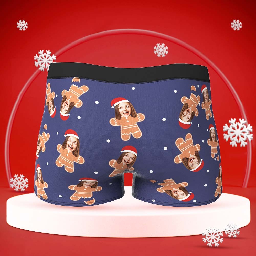 Custom Face Boxers Briefs Personalised Men's Shorts With Photo Christmas Gifts - Gingerbread - MyFaceBoxerAU
