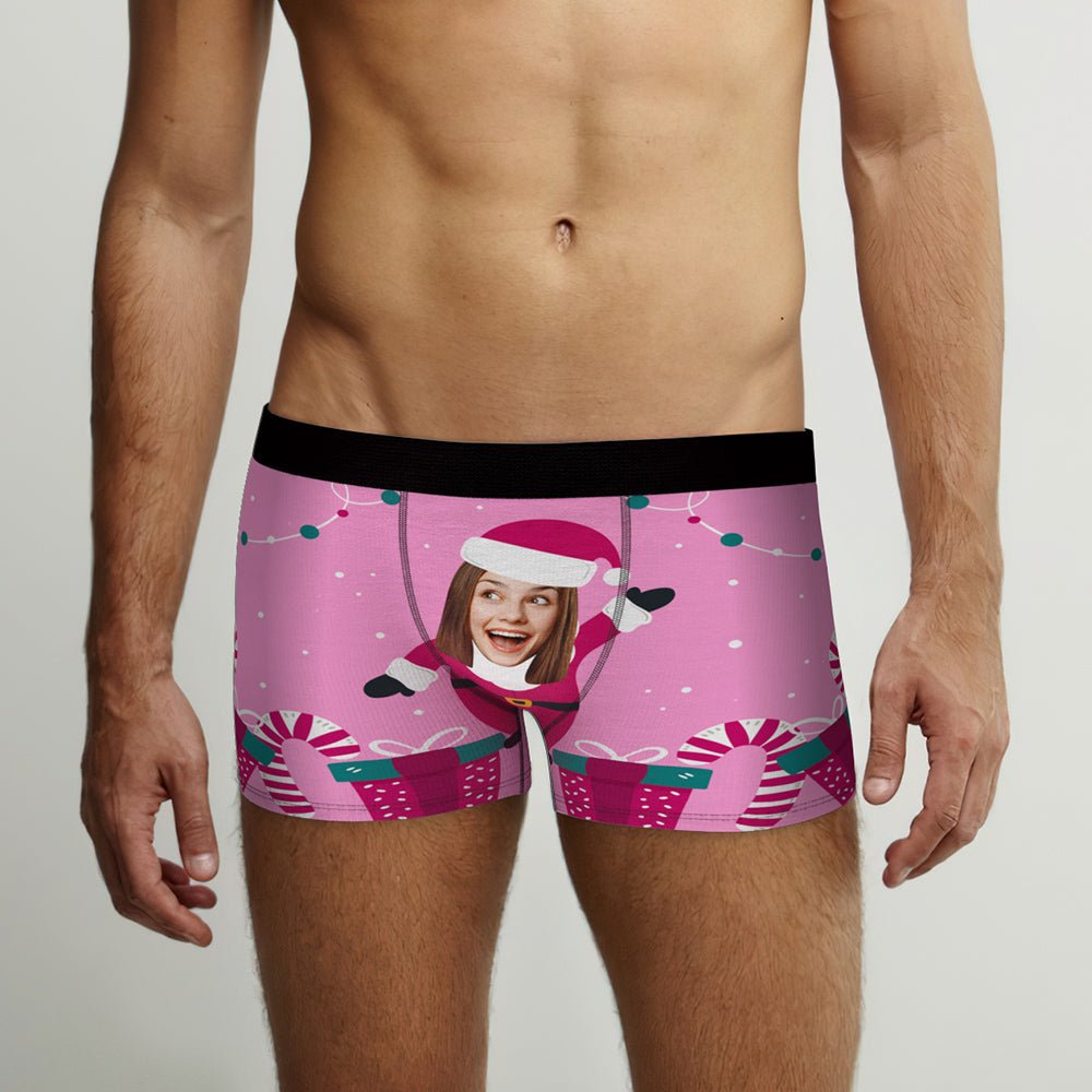 Custom Face Christmas Boxer Briefs Santa is Here Personalised Funny Christmas Gift - MyFaceBoxerAU