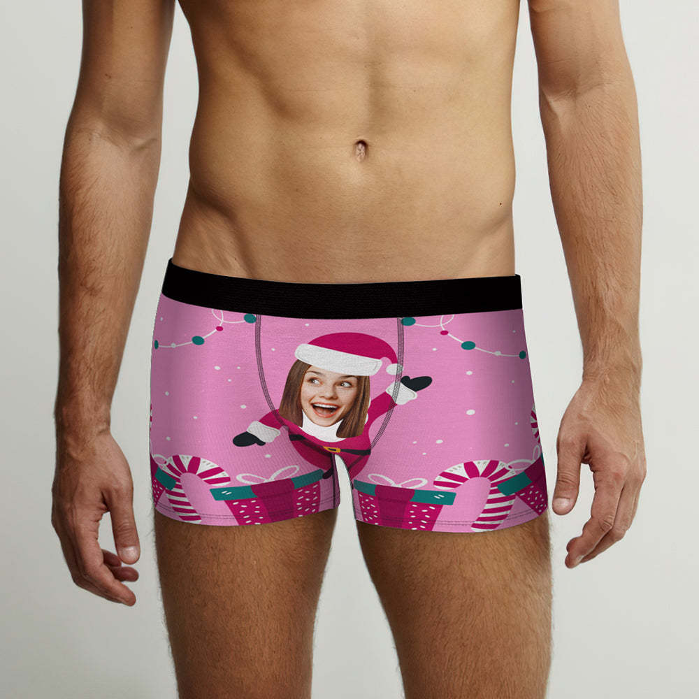 Custom Face Christmas Boxer Briefs Santa is Here Personalised Funny Christmas Gift - MyFaceBoxerAU