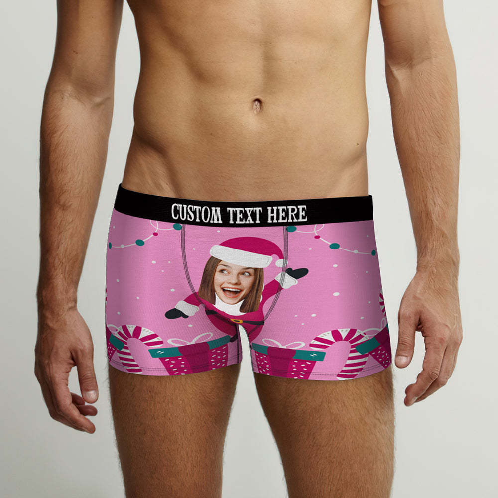 Custom Face Christmas Boxer Briefs Santa is Here Personalised Funny Christmas Gift - MyFaceBoxerAU