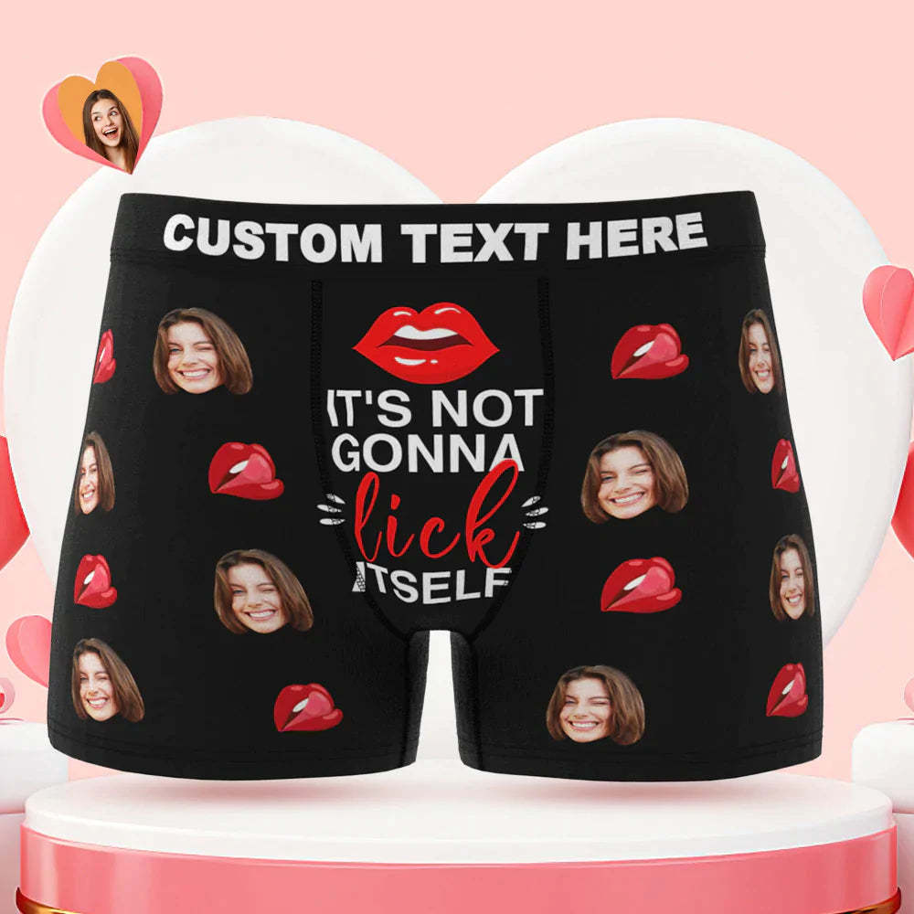 Custom Face Boxer Briefs It's Not Gonna Lick Itself Personalised Naughty Valentine's Day Gift for Him - MyFaceBoxerAU