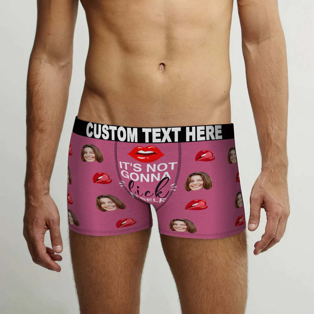 Custom Face Boxer Briefs It's Not Gonna Lick Itself Personalised Naughty Valentine's Day Gift for Him - MyFaceBoxerAU