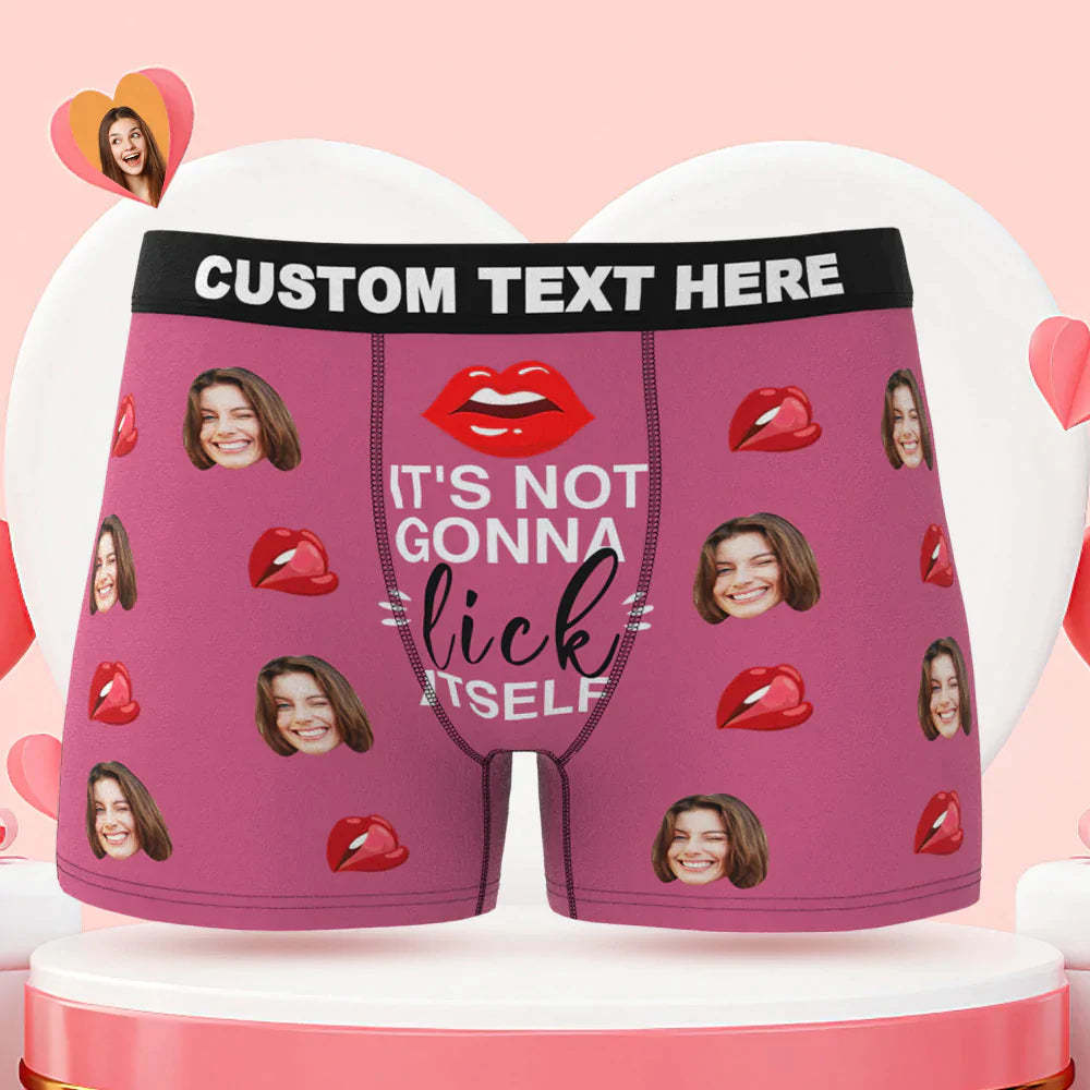 Custom Face Boxer Briefs It's Not Gonna Lick Itself Personalised Naughty Valentine's Day Gift for Him - MyFaceBoxerAU