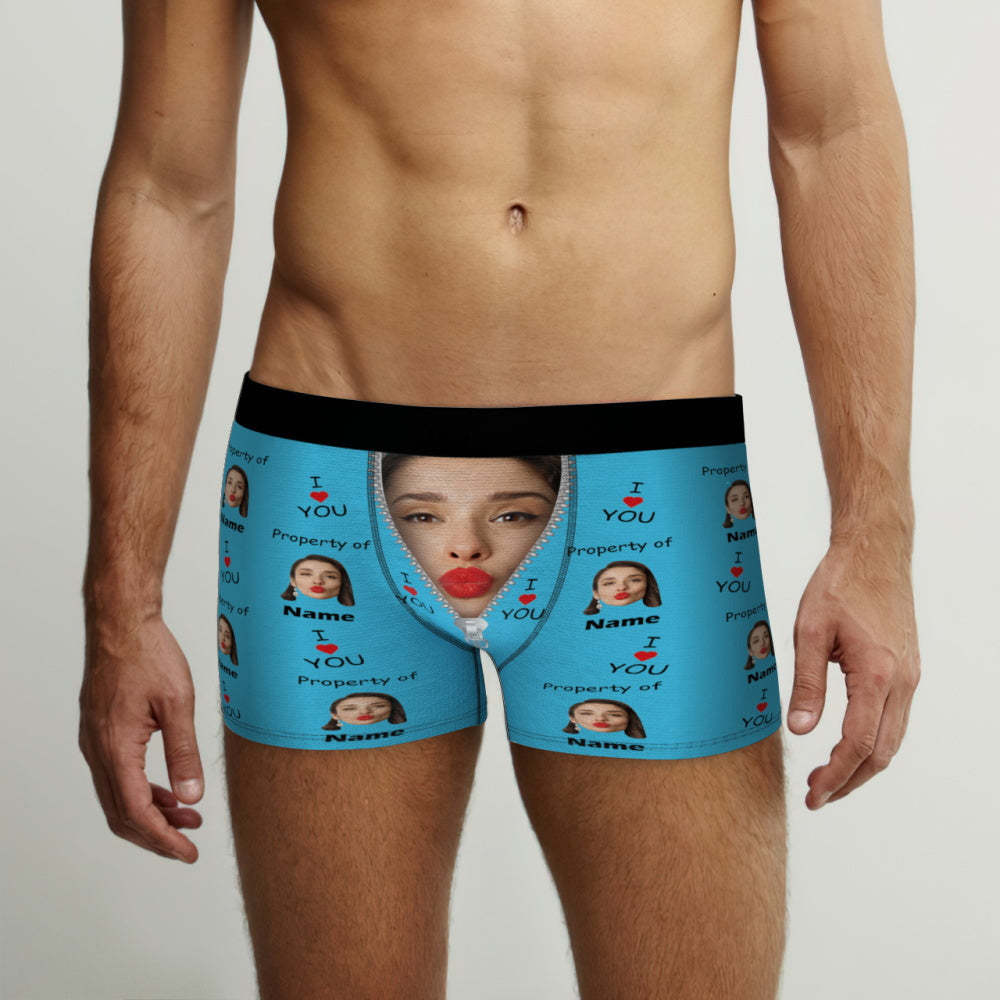 Customized Boxer Briefs I Love You Property of Name Men's Personalised Underwear Funny Gift - MyFaceBoxerAU