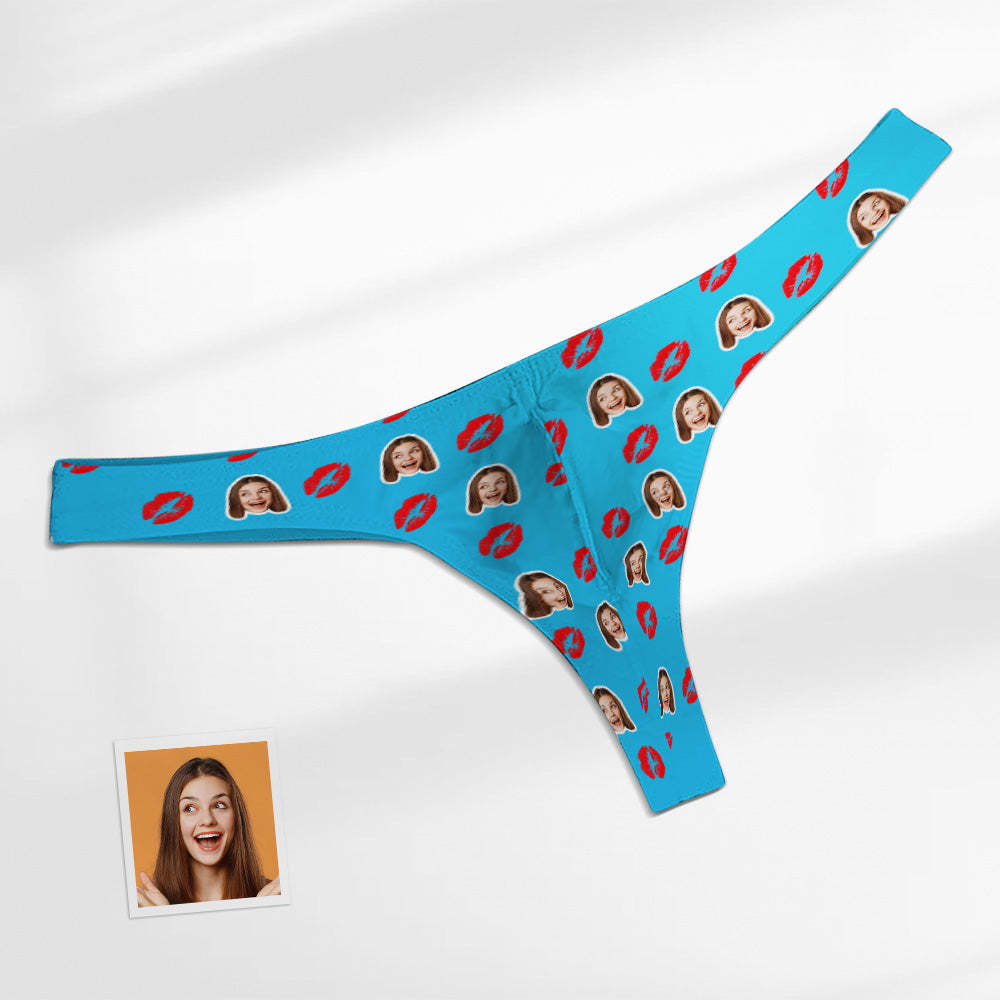 Custom Face Red Lips Men's Thong Kiss Men's Briefs - MyFaceBoxerAU