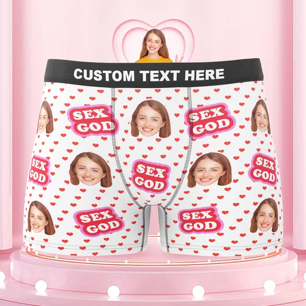 Custom Face Boxers Briefs Personalised Men's Shorts With Photo - Sex God - MyFaceBoxerAU