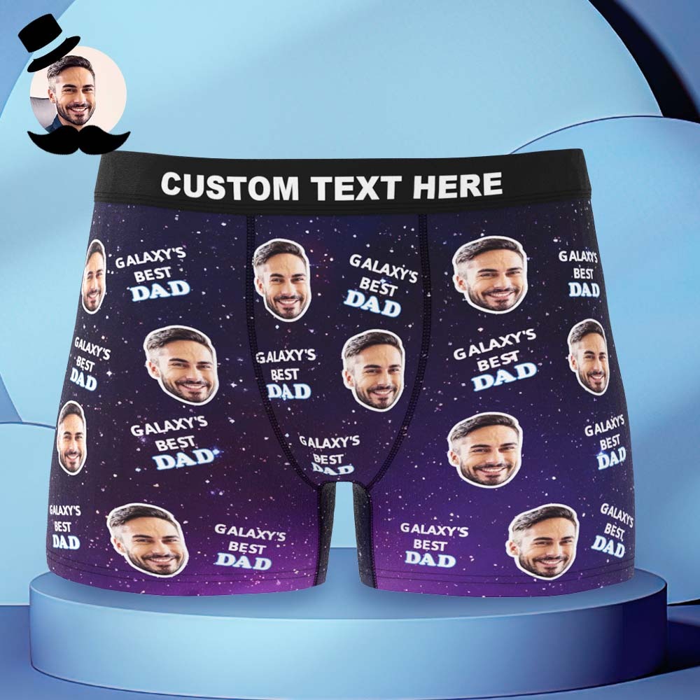 Custom Face Boxers Briefs Personalised Men's Shorts With Photo For Dad - Galaxy - MyFaceBoxerAU