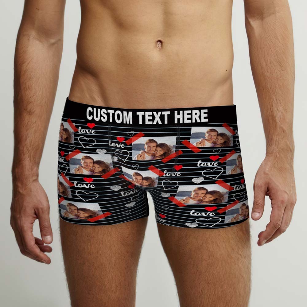 Custom Photo Boxers Briefs Picture of Love Personalized Photo Underwear Gift for Him - MyFaceBoxerAU