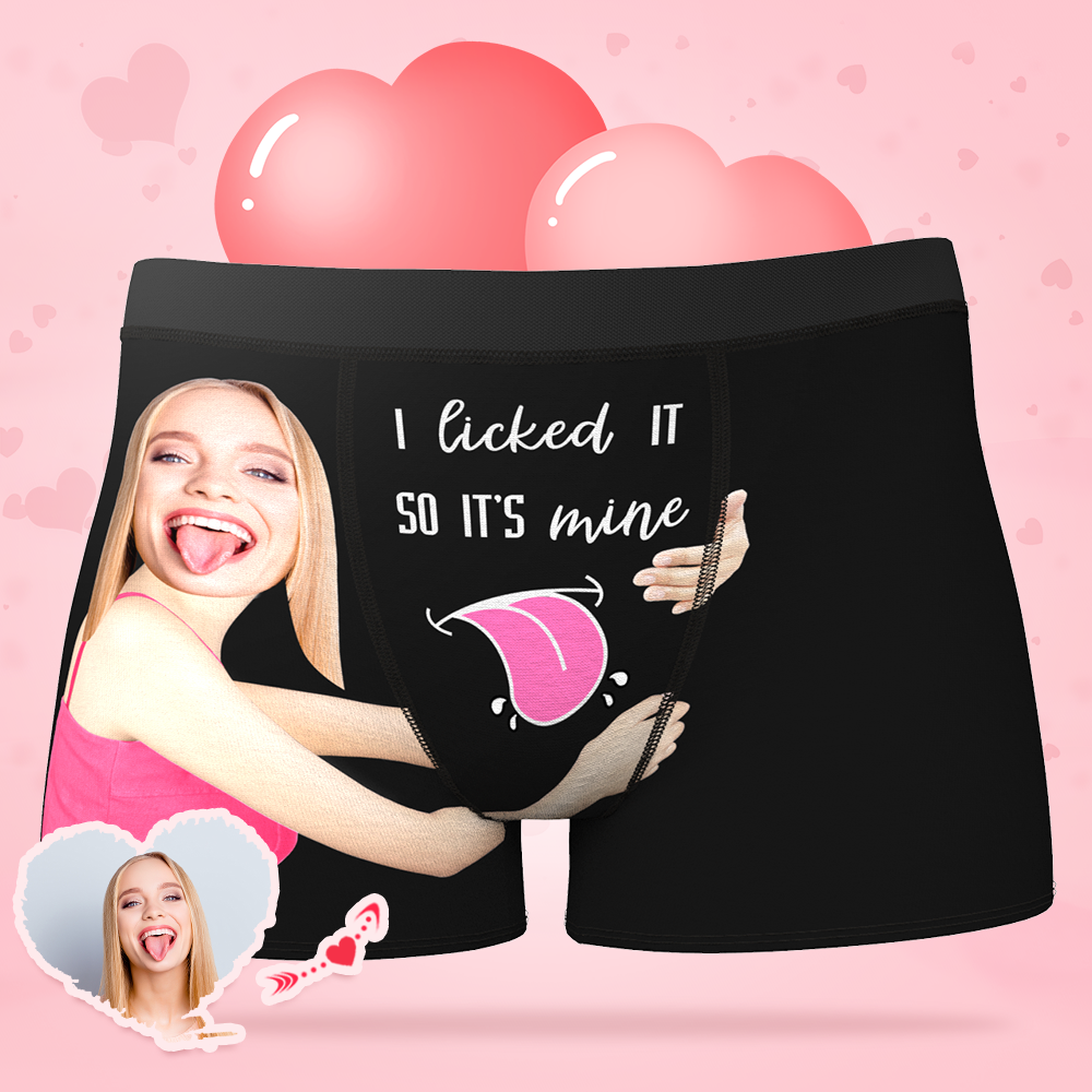 Men's Custom Face On Boxer Shorts I licked ITSO IT'S mine Gift For Him	 - MyFaceBoxerAU