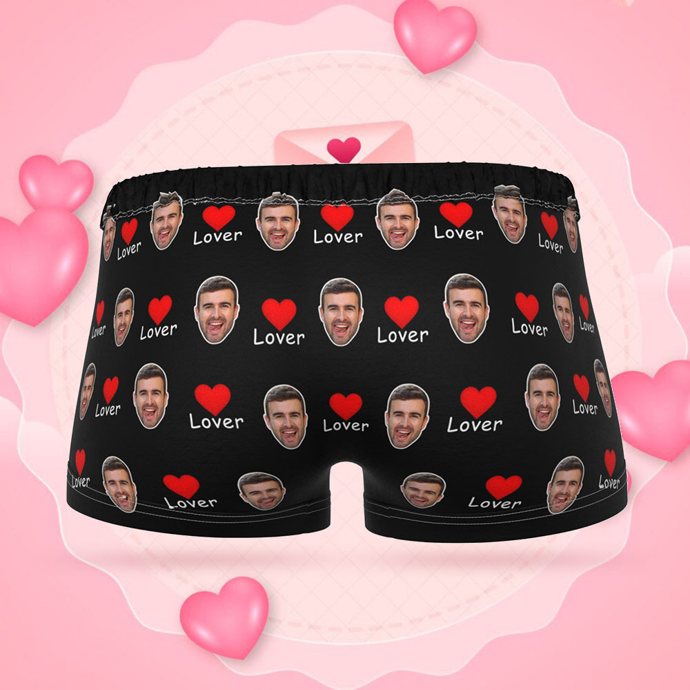Custom Face Women's Boy Short Boyfriend Face Love Underwear Gifts For Her - MyFaceBoxer