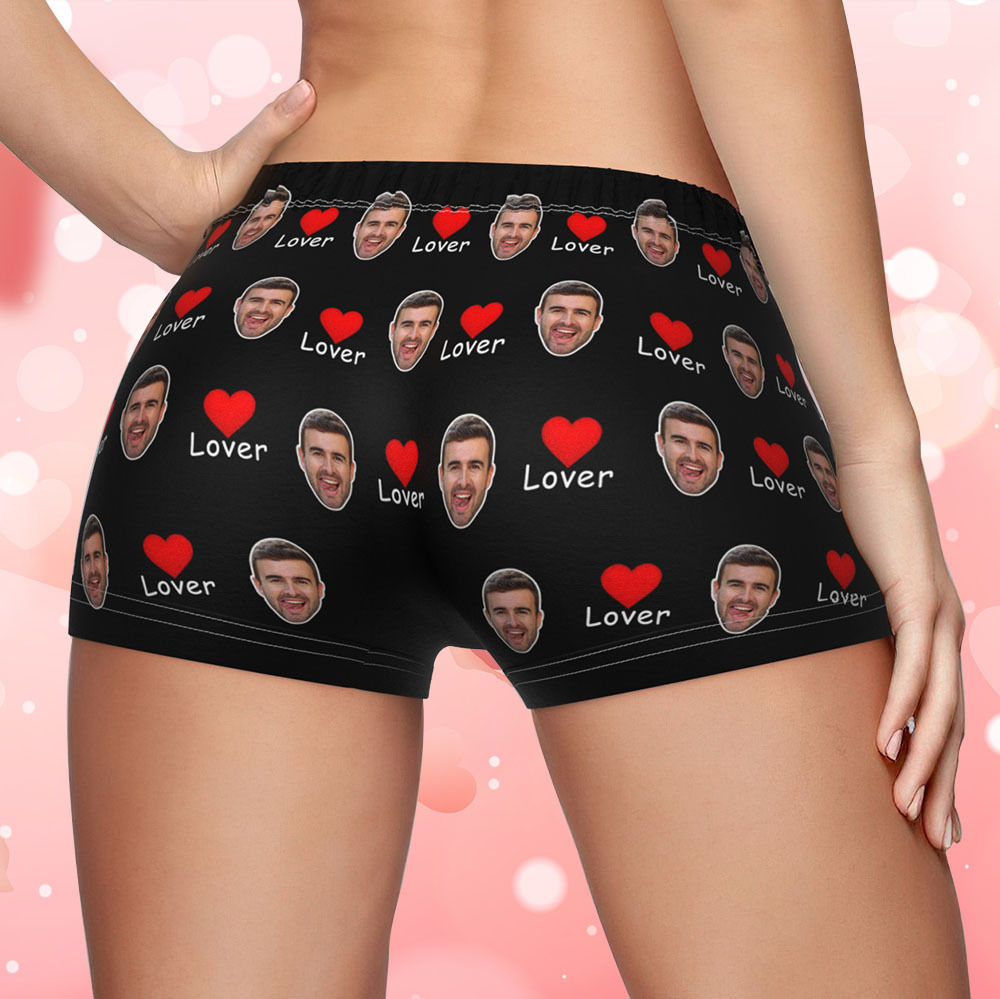 Custom Face Women's Boy Short Boyfriend Face Love Underwear Gifts For Her - MyFaceBoxer