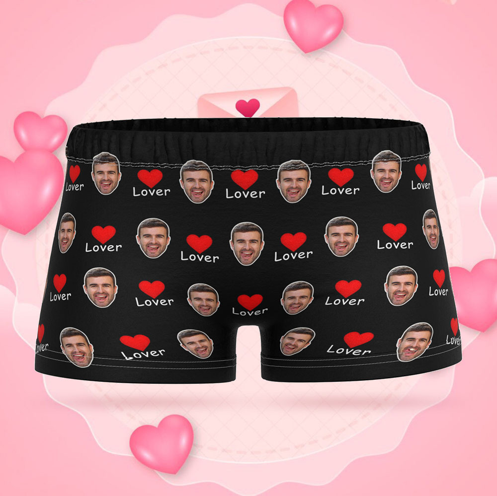 Custom Face Women's Boy Short Boyfriend Face Love Underwear Gifts For Her - MyFaceBoxer