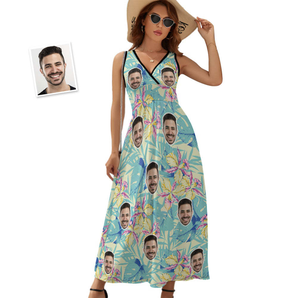 Custom Face Dress Vibrant Hawaiian Blossoms Gift for Her