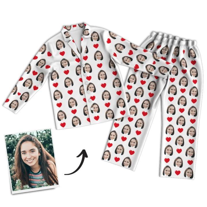 Custom Face Heart Pyjamas Gift for Mum - Mother's Day Gift