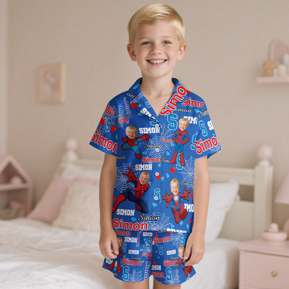 Custom Face Short Sleeve Pajamas Spiderboy Pajamas For Children - MyfaceboxerAU