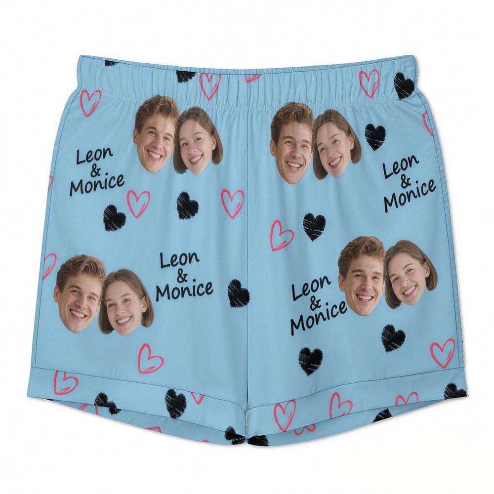 Custom Short Pajamas with Face and Name,Customized Pajama Set For Men/Women,Personalised Short Sleeve Family Pajama Set,Birthday/Party Gifts - MyfaceboxerAU